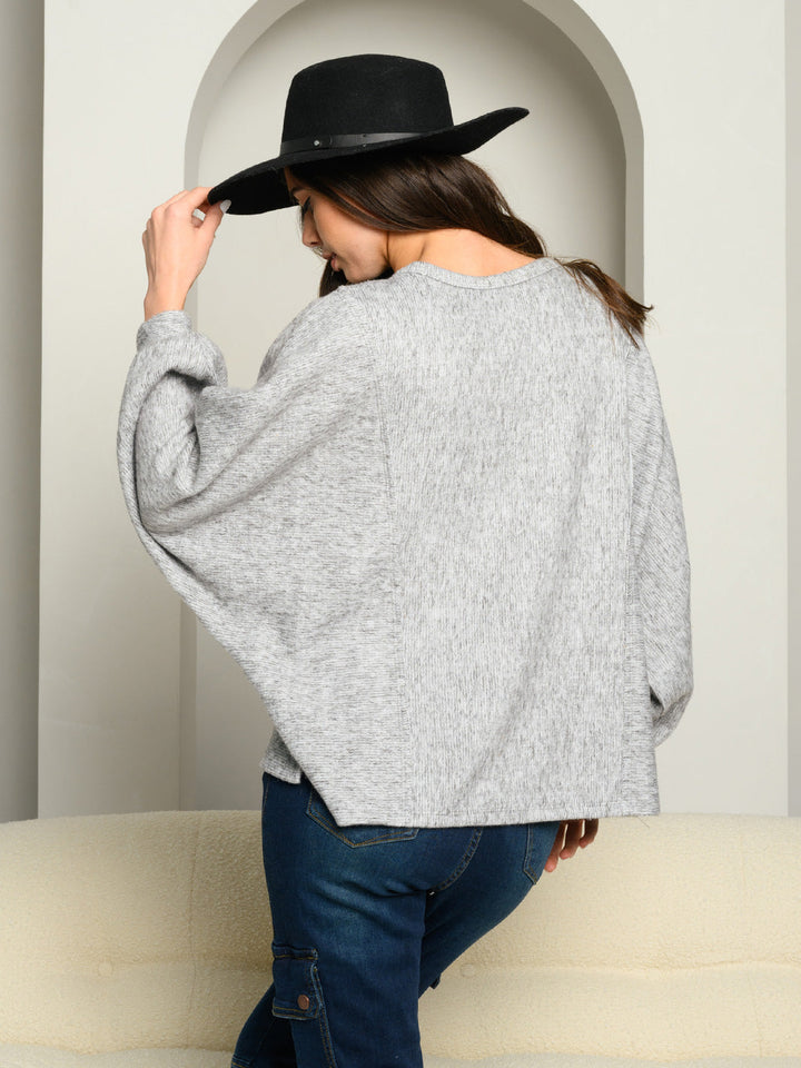 WOMEN'S PUFF LONG SLEEVE KNIT TOP