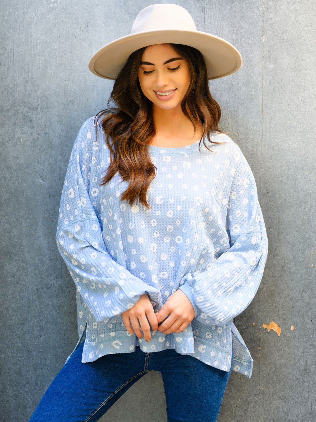 WOMEN'S ANIMAL PRINT LONG SLEEVE TOP