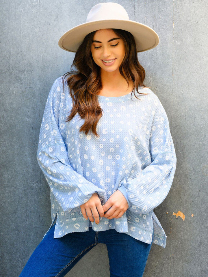 WOMEN'S ANIMAL PRINT LONG SLEEVE TOP