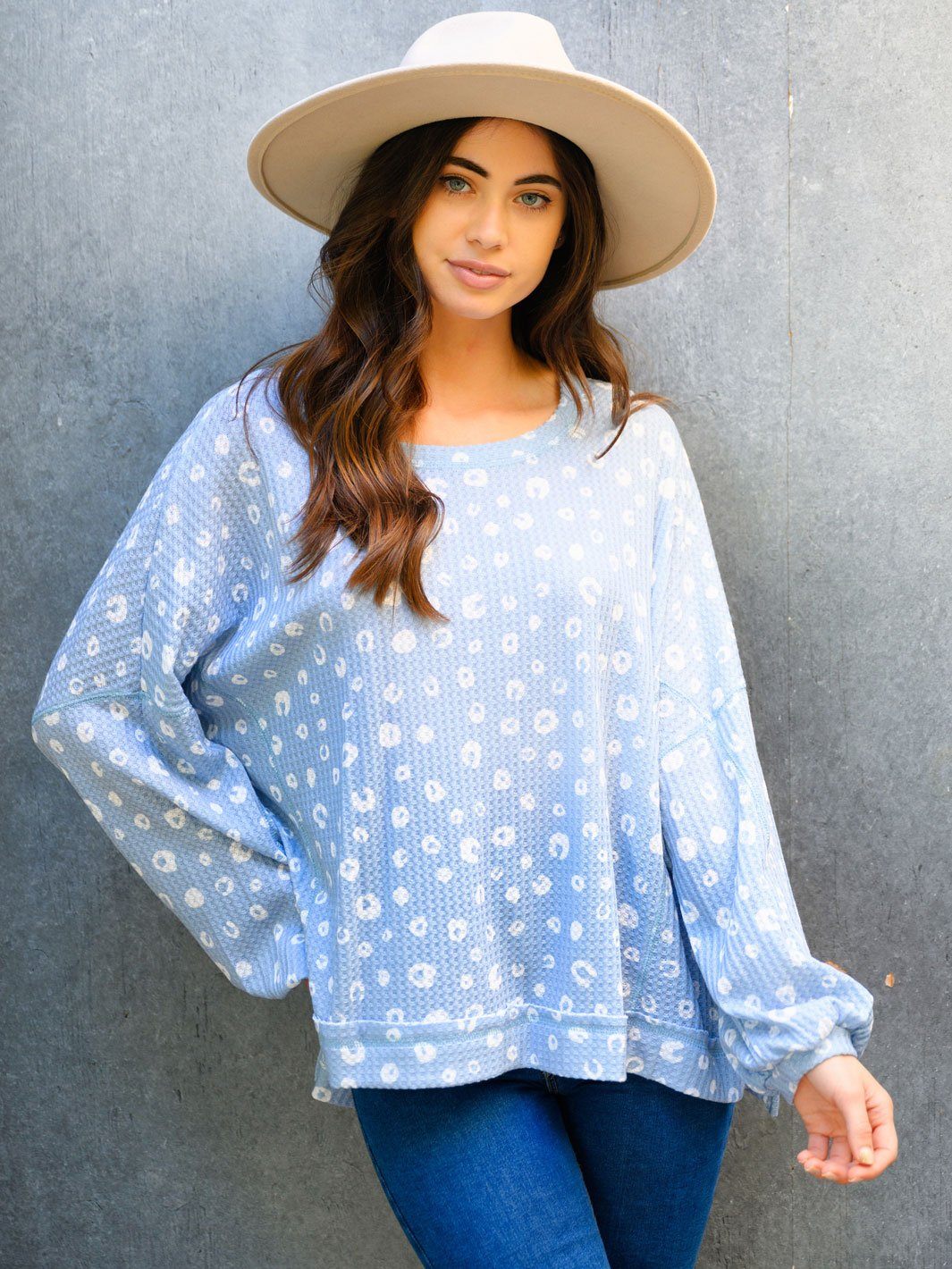 WOMEN'S ANIMAL PRINT LONG SLEEVE TOP