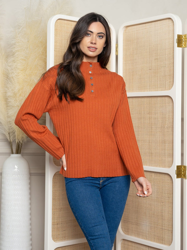 WOMEN'S LONG SLEEVE RIBBED KNIT TOP