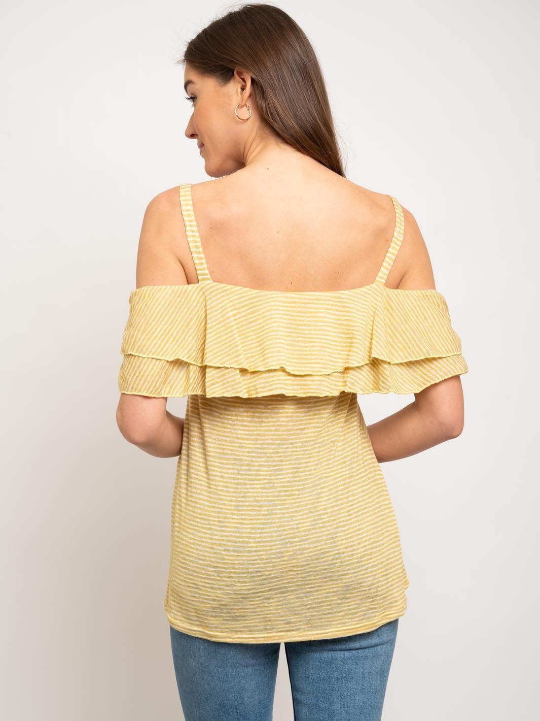 WOMEN'S OFF SHOULDER RUFFLE TOP