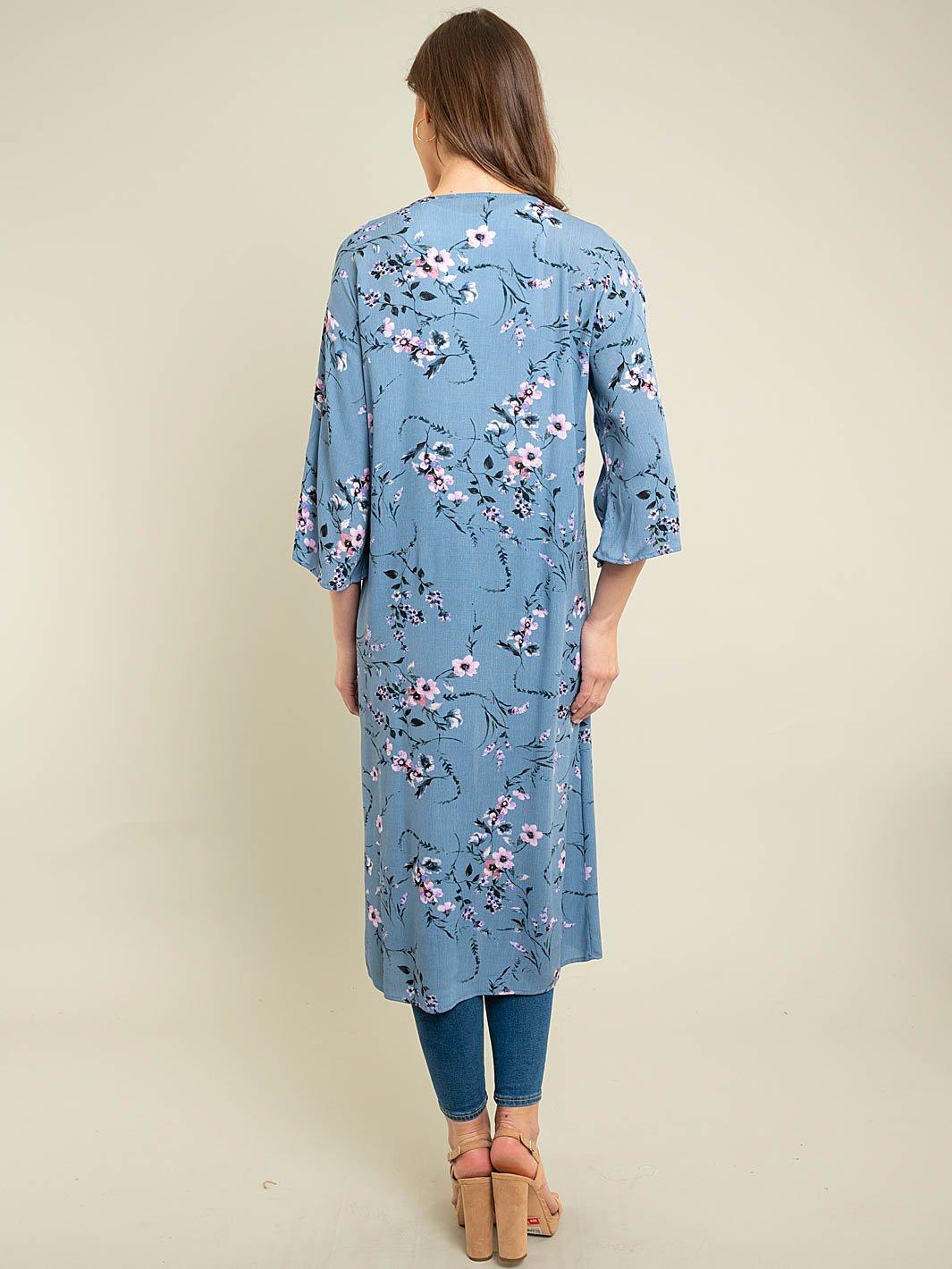 WOMEN'S LONG FLORAL KIMONO