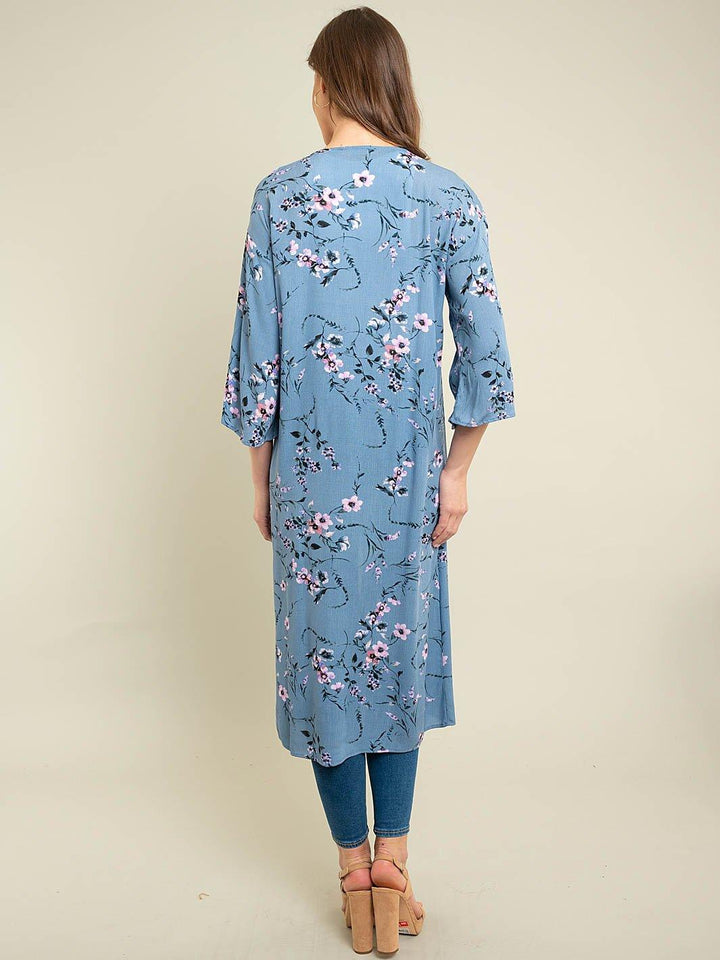 WOMEN'S LONG FLORAL KIMONO