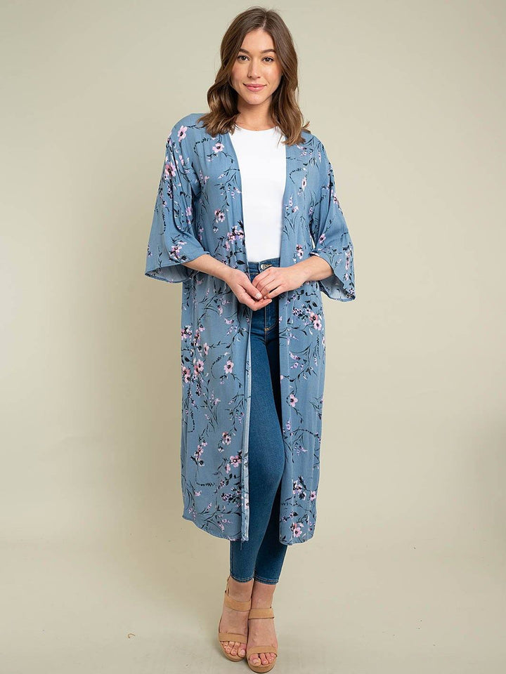 WOMEN'S LONG FLORAL KIMONO