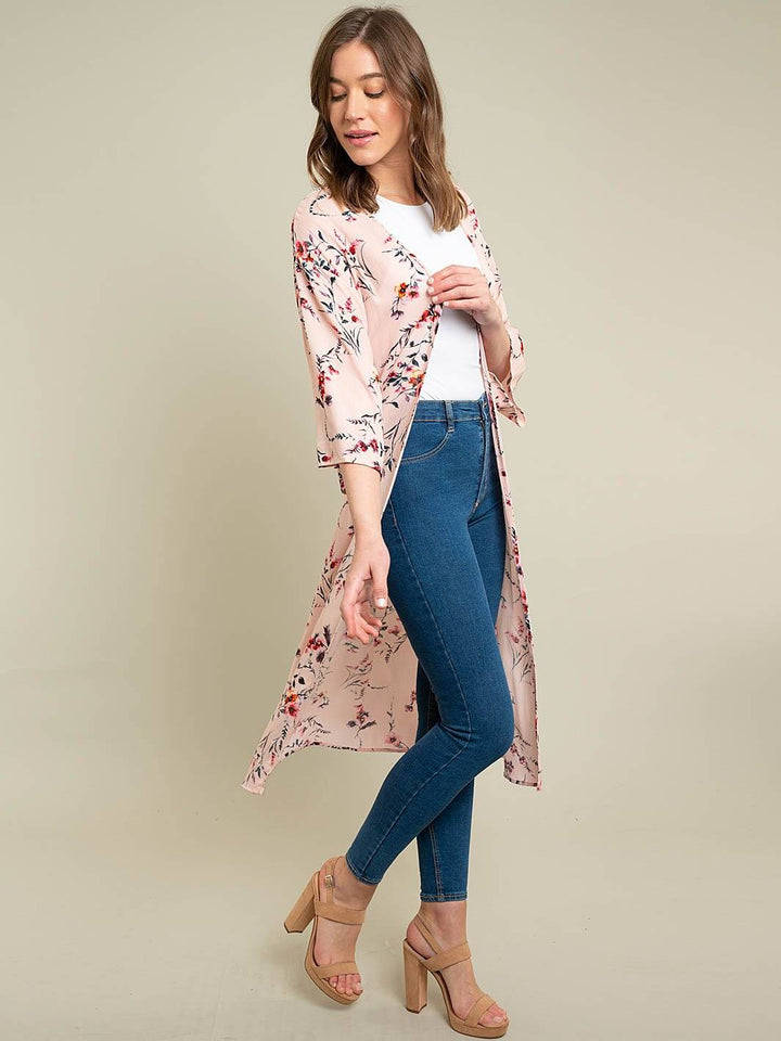 WOMEN'S LONG FLORAL KIMONO
