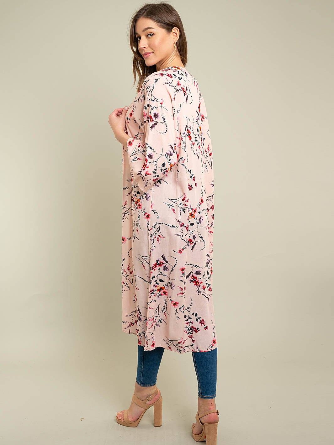 WOMEN'S LONG FLORAL KIMONO