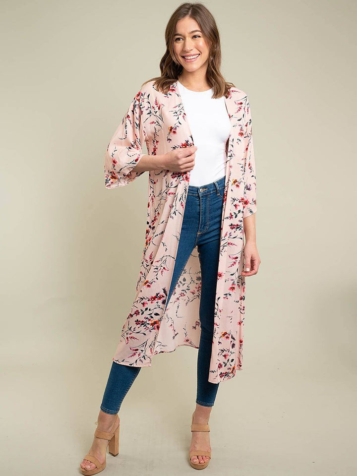 WOMEN'S LONG FLORAL KIMONO