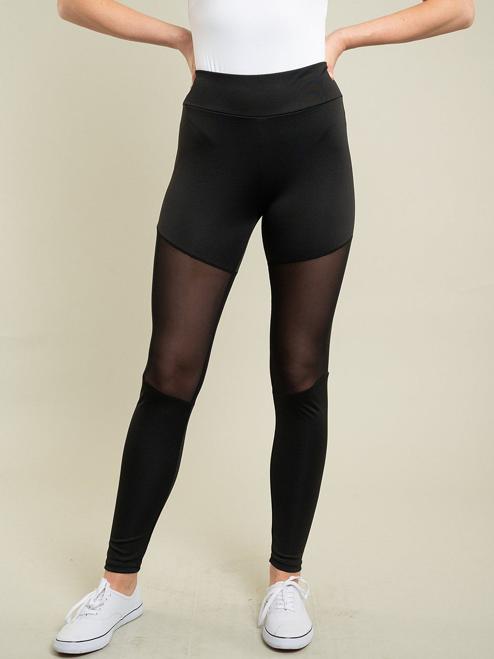 WOMENS MESH FRONT PANEL LEGGINGS