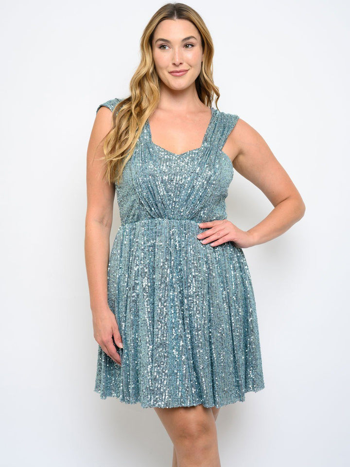 PLUS SIZE DRAPE SEQUIN TUTU DRESS