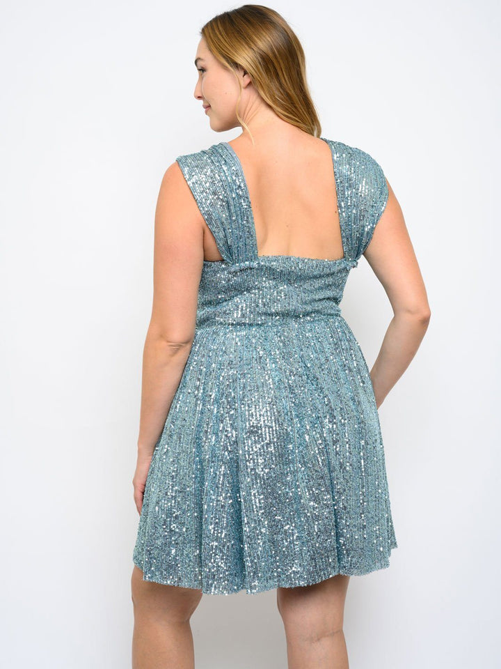 PLUS SIZE DRAPE SEQUIN TUTU DRESS