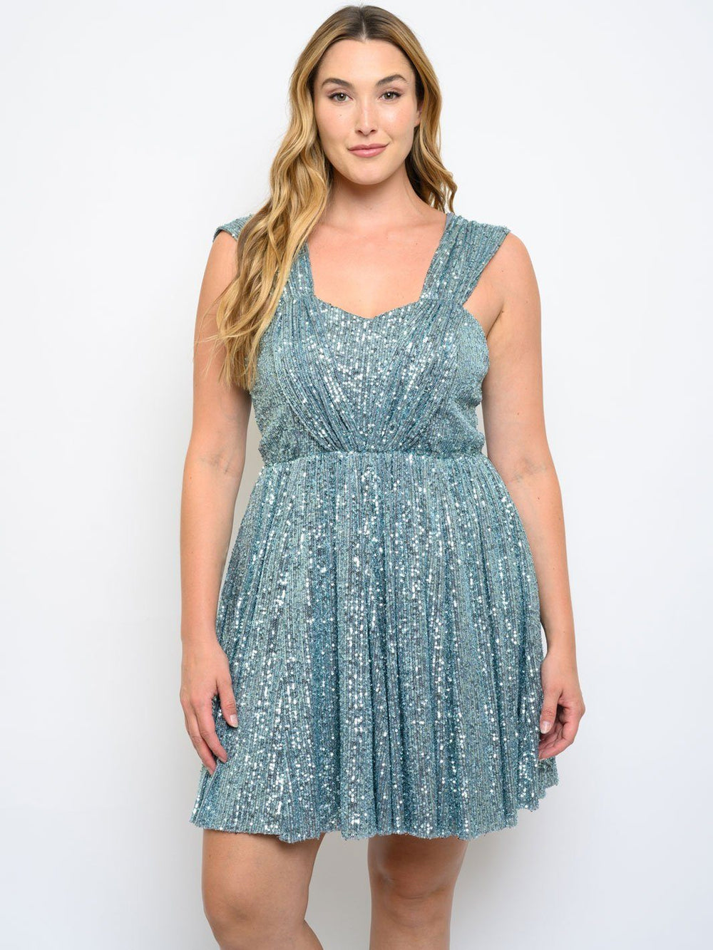 PLUS SIZE DRAPE SEQUIN TUTU DRESS