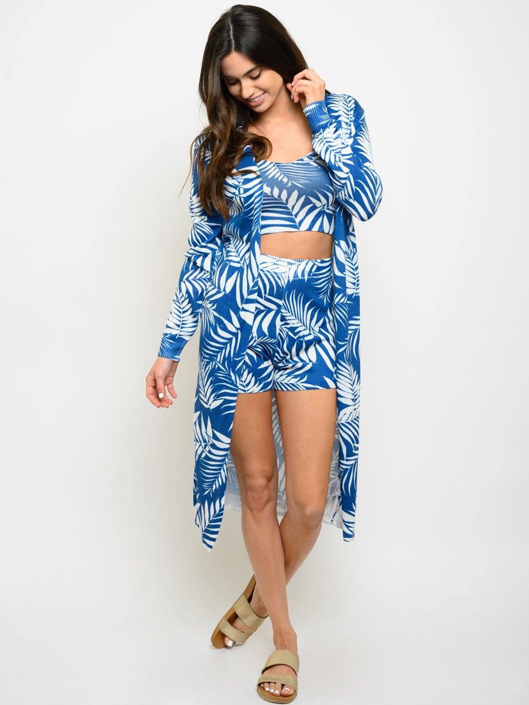 WOMEN'S TROPICAL LEAVES PRINT 3PC. SET