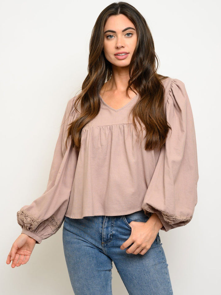 WOMEN'S V-NECK LONG SLEEVE TOP