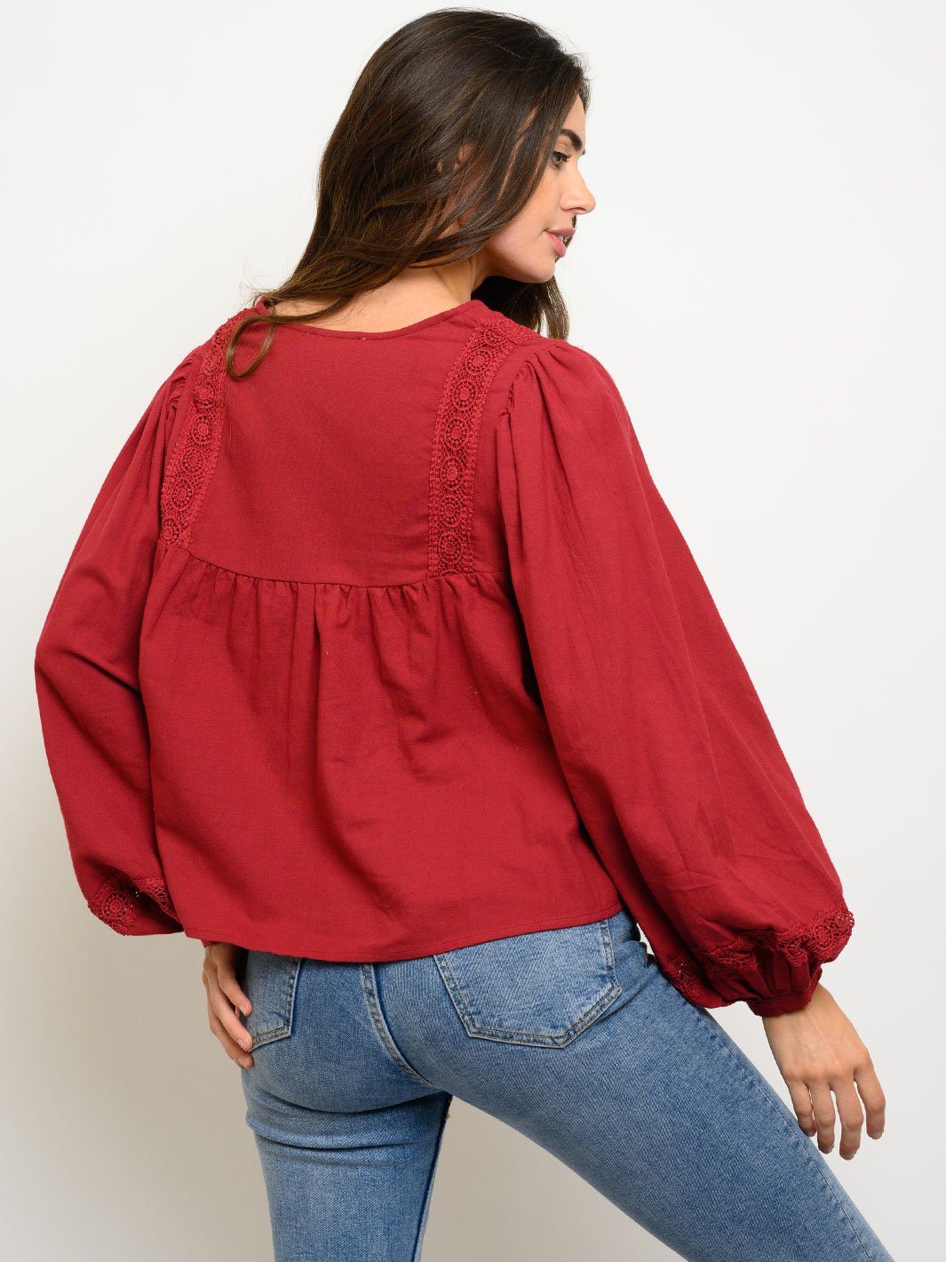 WOMEN'S V-NECK LONG SLEEVE TOP