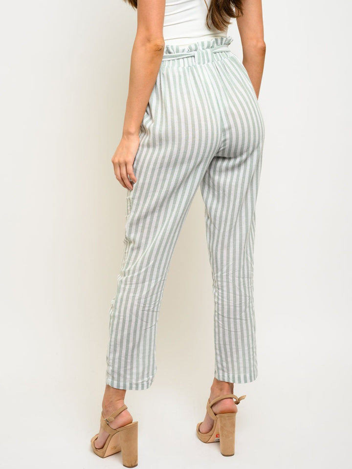 WOMEN'S STRIPES SELF TIE PANTS