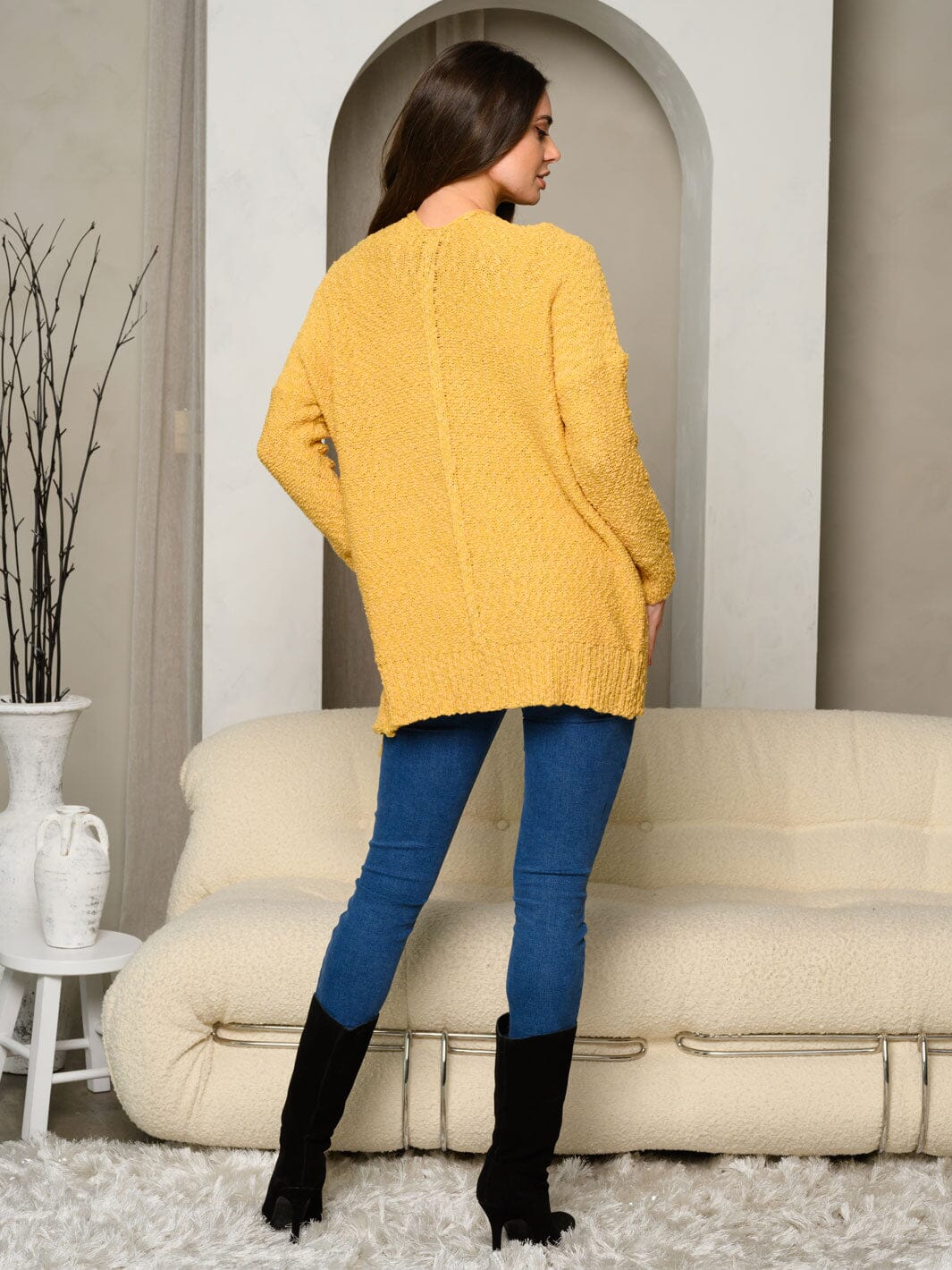 WOMEN'S LONG SLEEVE OPEN FRONT KNIT CARDIGAN