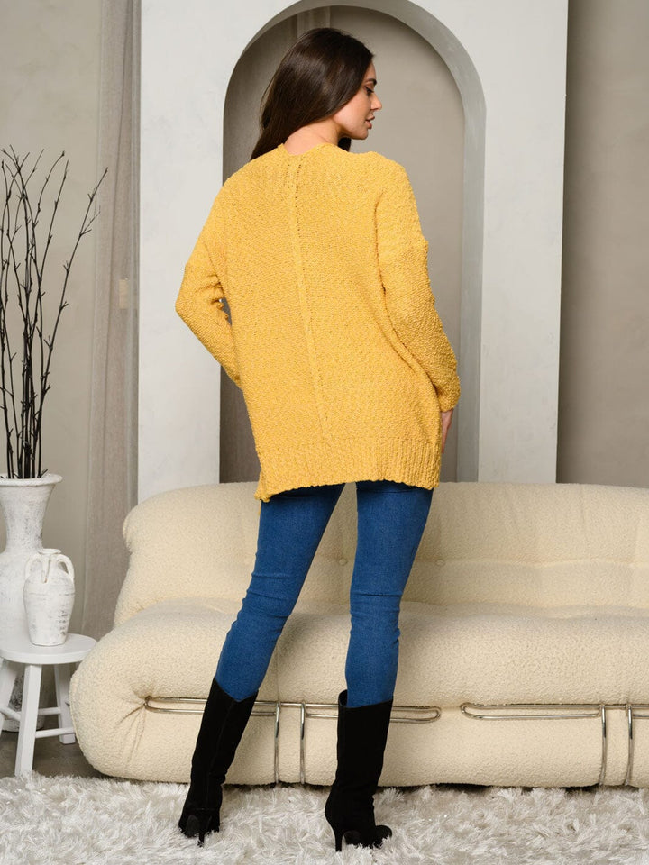 WOMEN'S LONG SLEEVE OPEN FRONT KNIT CARDIGAN