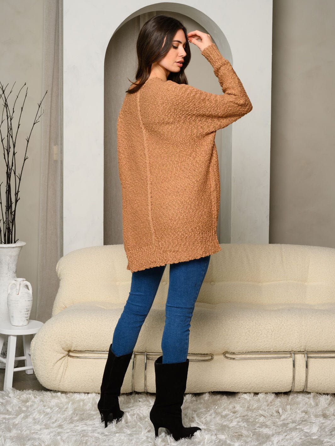 WOMEN'S LONG SLEEVE OPEN FRONT KNIT CARDIGAN