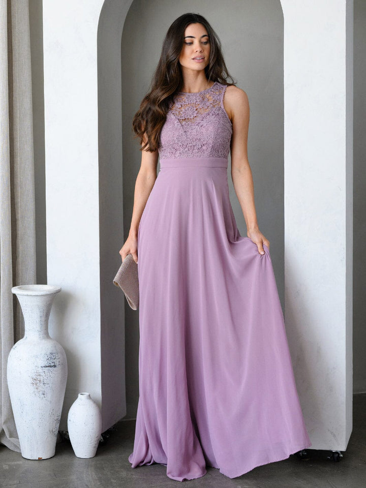 WOMEN'S SLEEVELESS BACK DETAILED LACE MAXI DRESS