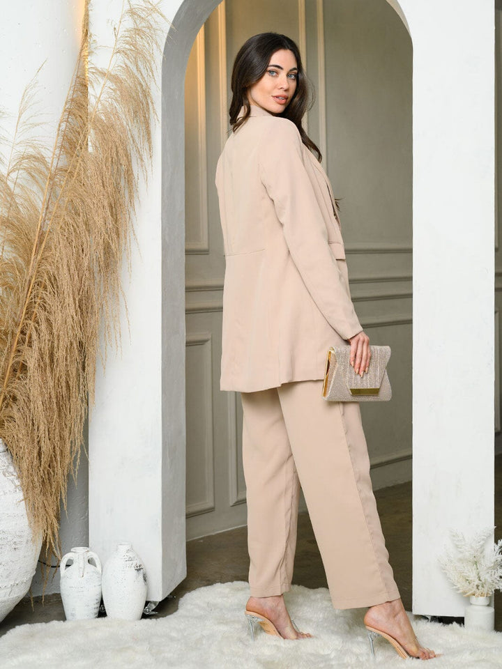 WOMEN'S LONG SLEEVE JACKET & WIDE LEG PANTS SET