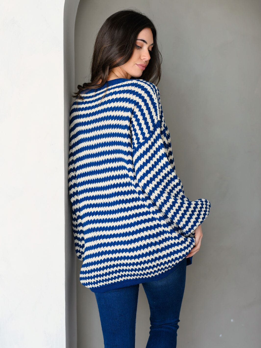 WOMEN'S LONG SLEEVE COLORBLOCK V-NECK PULLOVER SWEATER