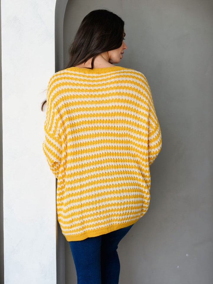 WOMEN'S LONG SLEEVE COLORBLOCK V-NECK PULLOVER SWEATER