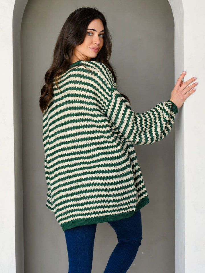 WOMEN'S LONG SLEEVE COLORBLOCK V-NECK PULLOVER SWEATER