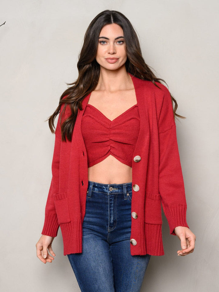 WOMEN'S LONG SLEEVE BUTTON UP BRALETTE & CARDIGAN 2PC. SET