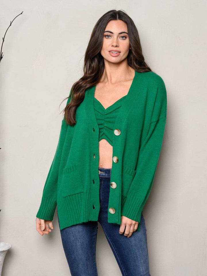 WOMEN'S LONG SLEEVE BUTTON UP BRALETTE & CARDIGAN 2PC. SET