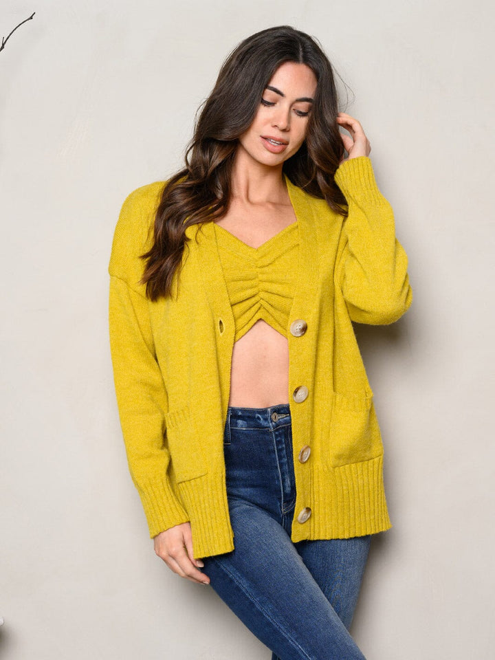 WOMEN'S LONG SLEEVE BUTTON UP BRALETTE & CARDIGAN 2PC. SET