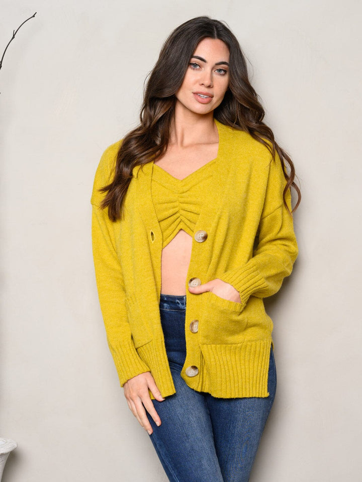 WOMEN'S LONG SLEEVE BUTTON UP BRALETTE & CARDIGAN 2PC. SET