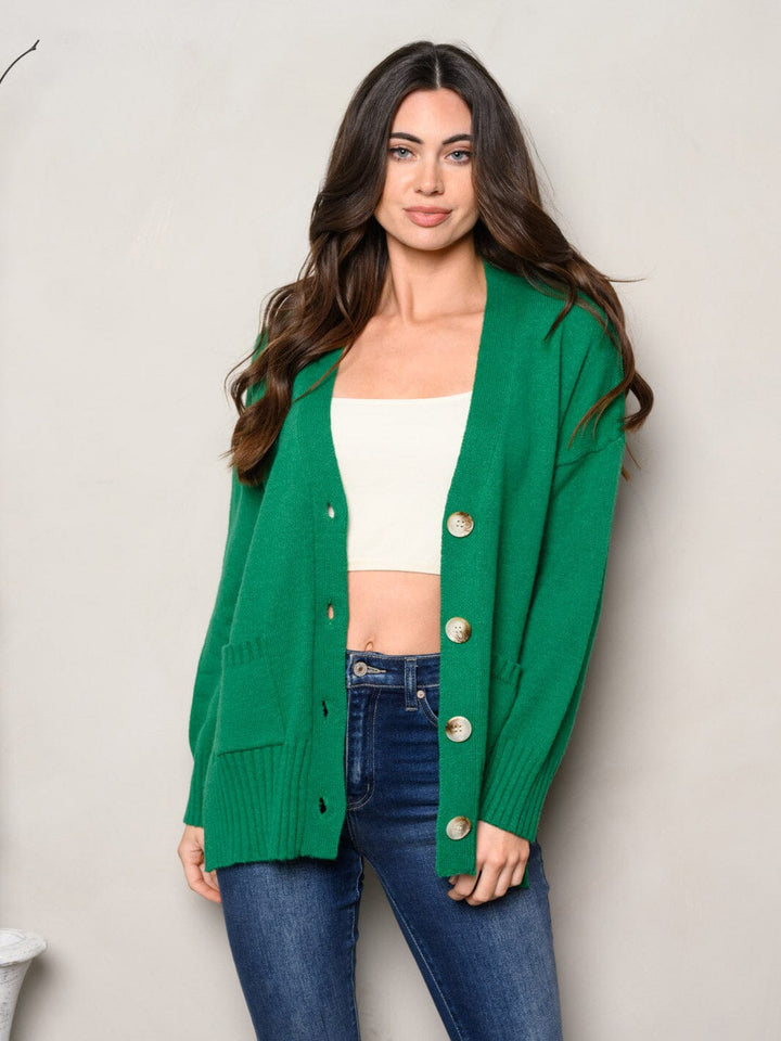WOMEN'S LONG SLEEVE BUTTON UP CARDIGAN