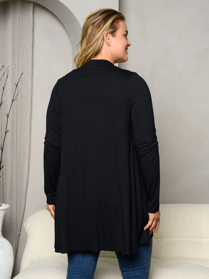 PLUS SIZE LONG SLEEVE OPEN CARDIGAN