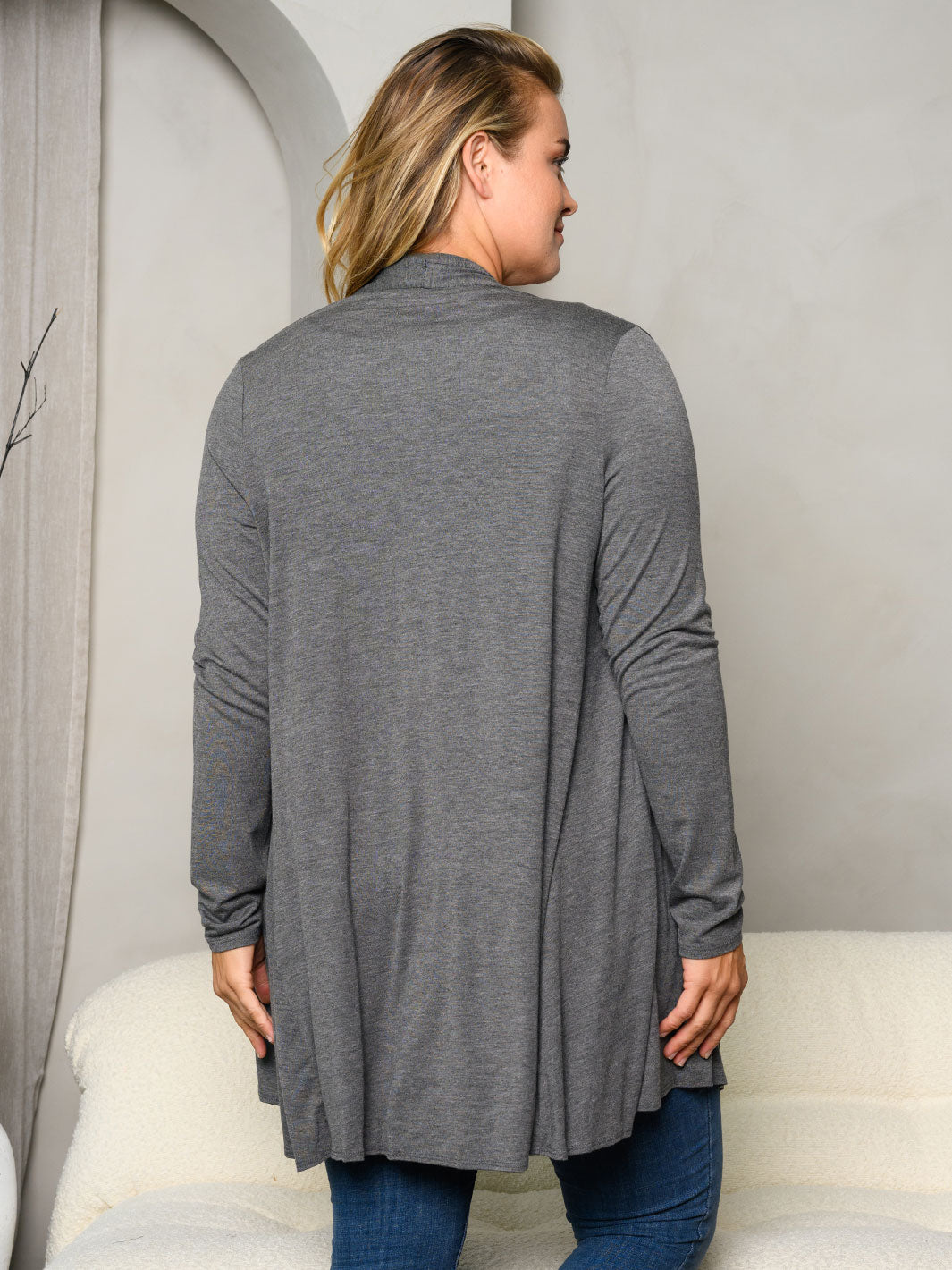 PLUS SIZE LONG SLEEVE OPEN CARDIGAN