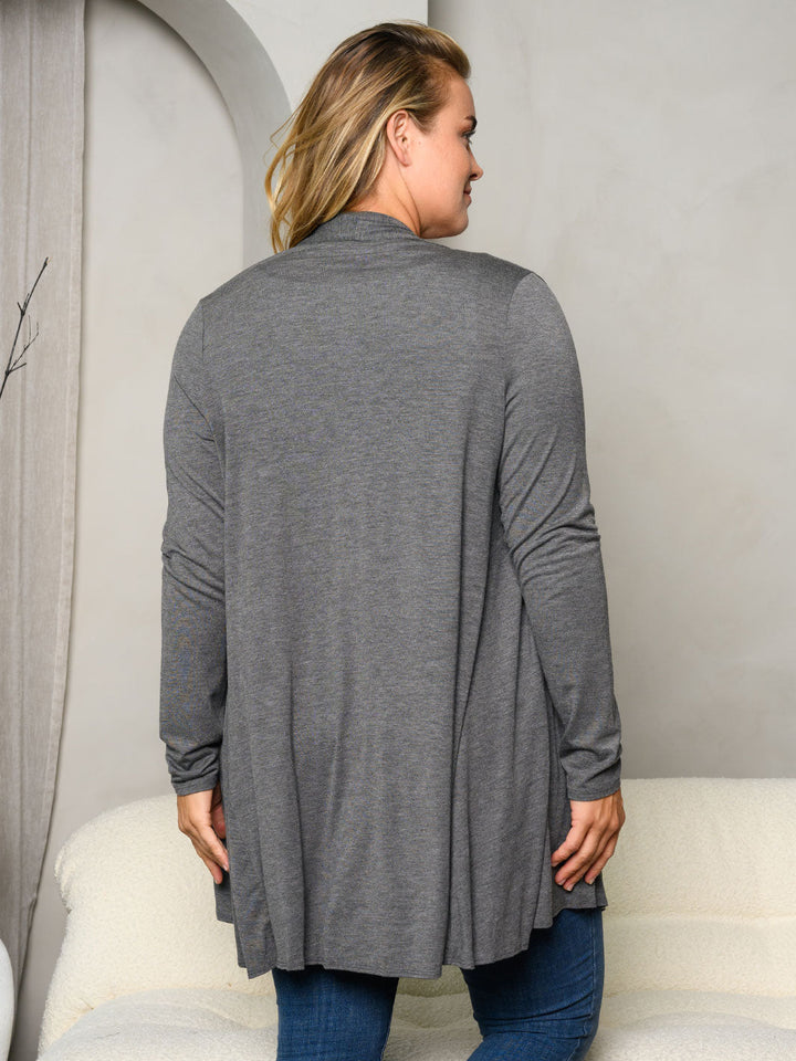 PLUS SIZE LONG SLEEVE OPEN CARDIGAN