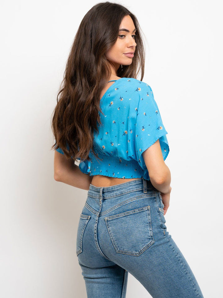 WOMEN'S FLORAL SMOCKED TOP