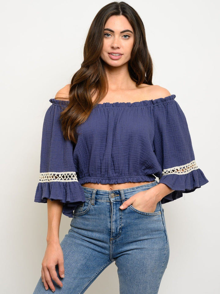 WOMEN'S OFF SHOULDER CROP TOP