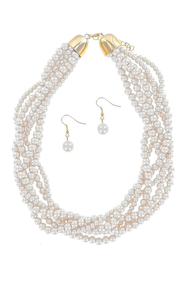Multi Twist Pearl & Earrings Set