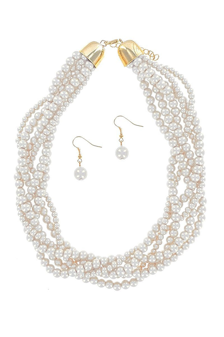 Multi Twist Pearl & Earrings Set