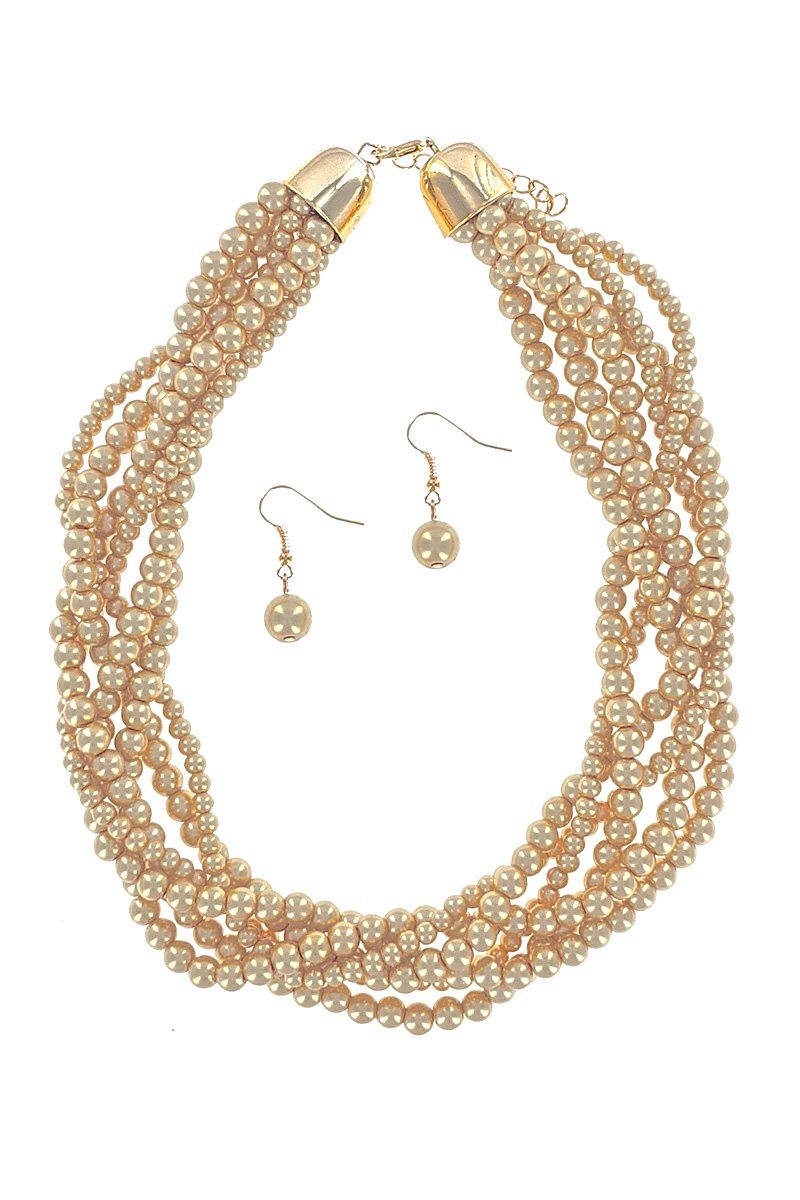 Multi Twist Pearl & Earrings Set