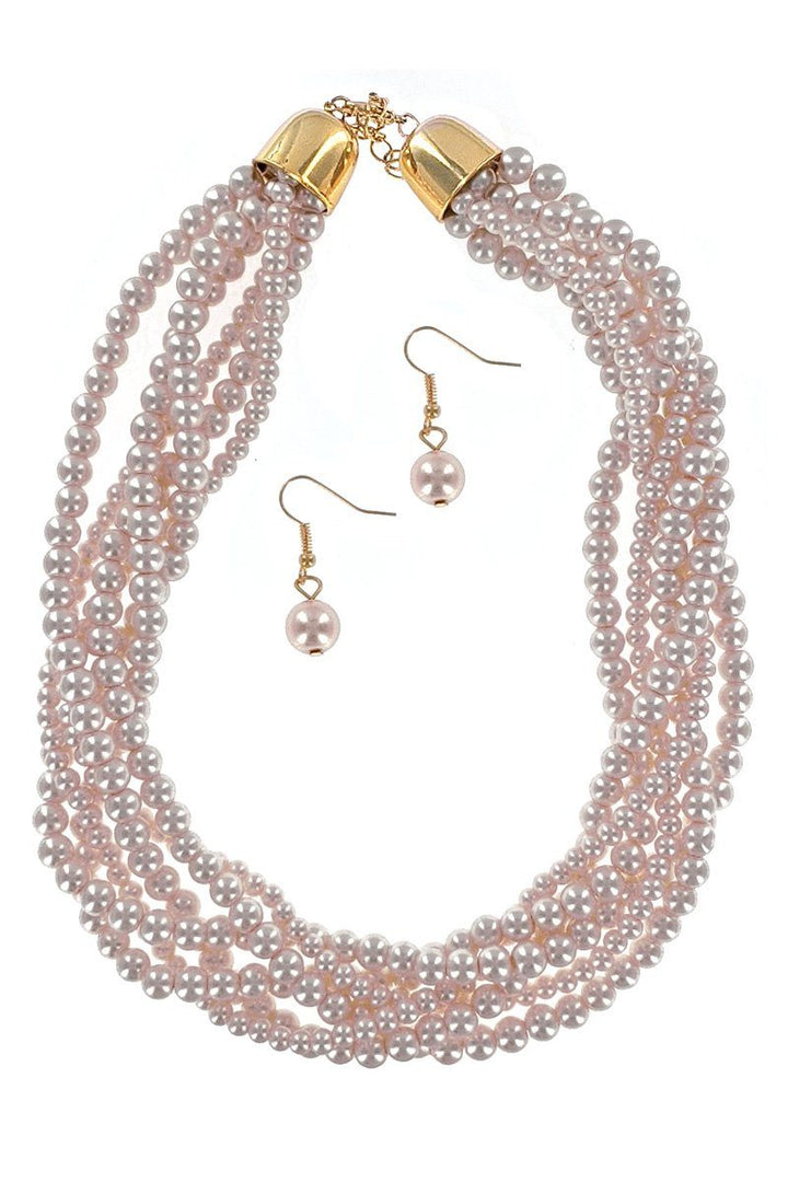 Multi Twist Pearl & Earrings Set