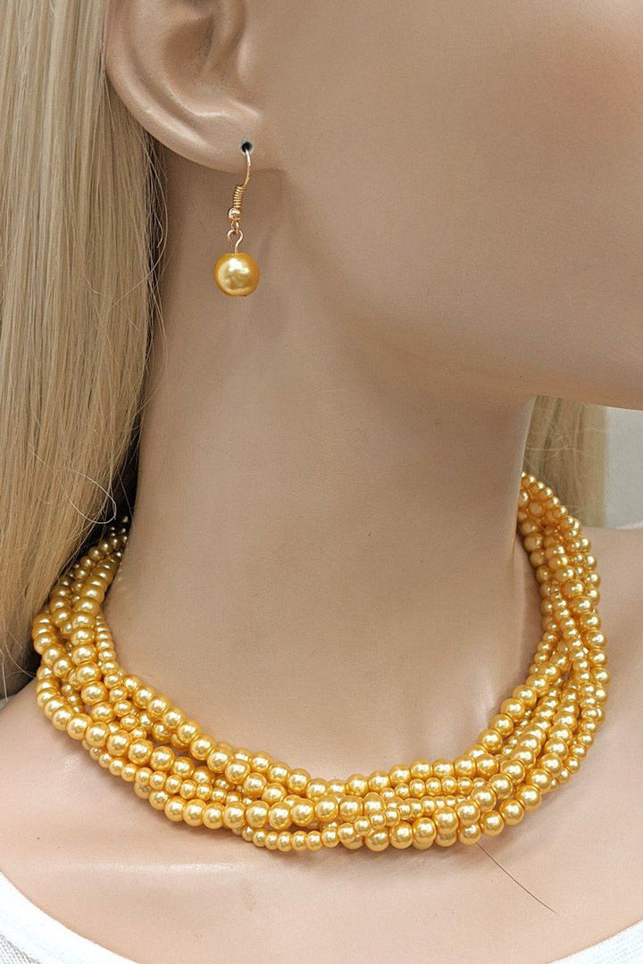 Multi Twist Pearl & Earrings Set