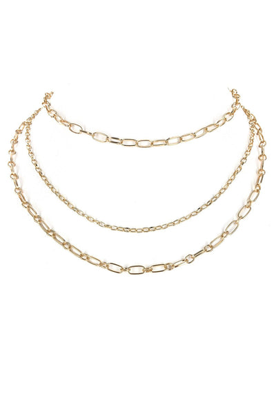 Multi Strand Chain Link Gold Necklace