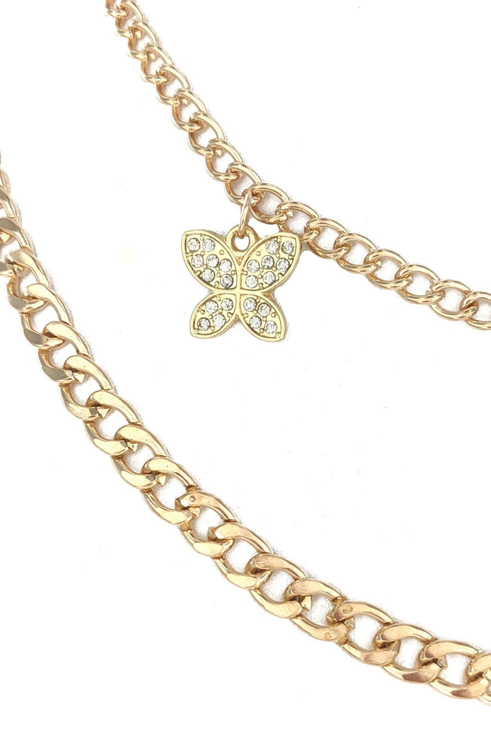 Double Strand Butterfly Chain Necklace