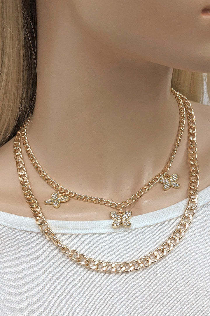 Double Strand Butterfly Chain Necklace