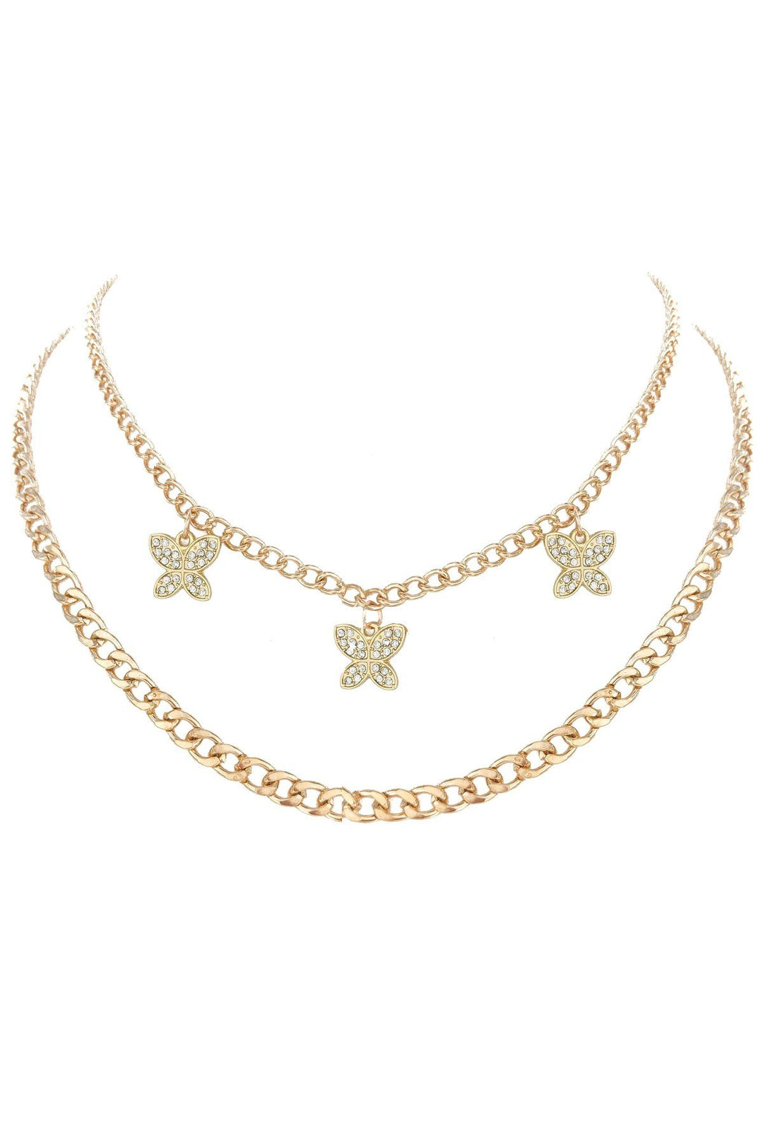 Double Strand Butterfly Chain Necklace