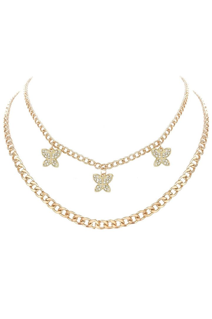 Double Strand Butterfly Chain Necklace
