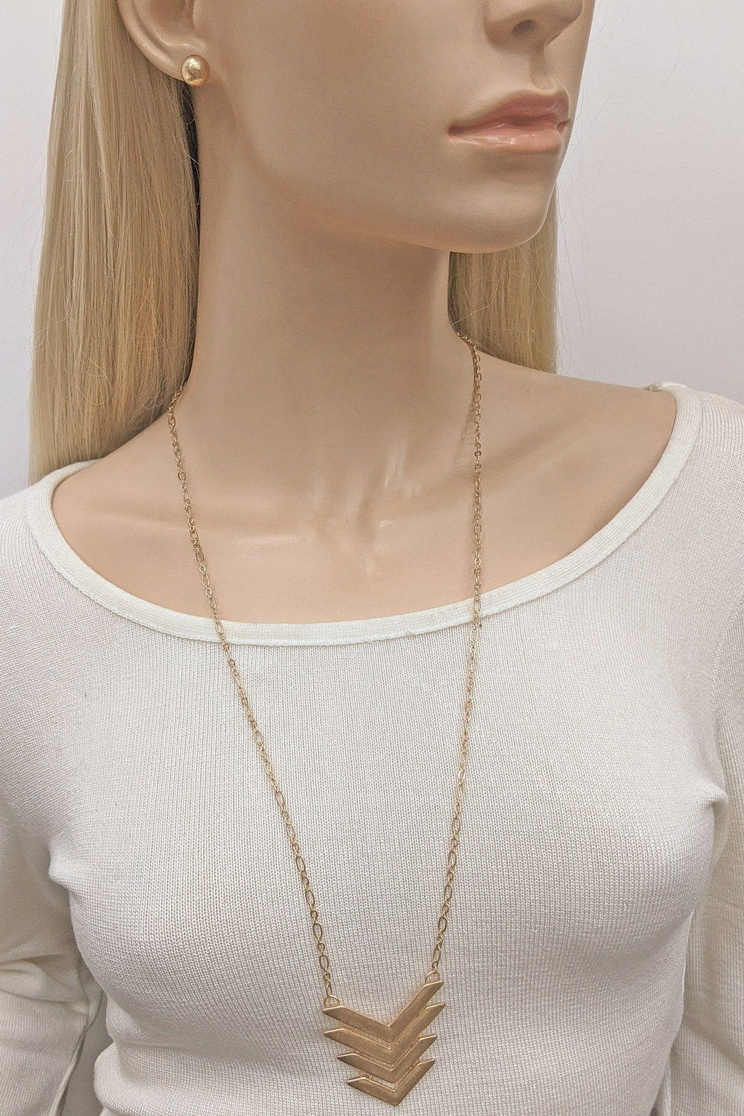 Long Adjustable Multi Arrow Triangle Necklace Set