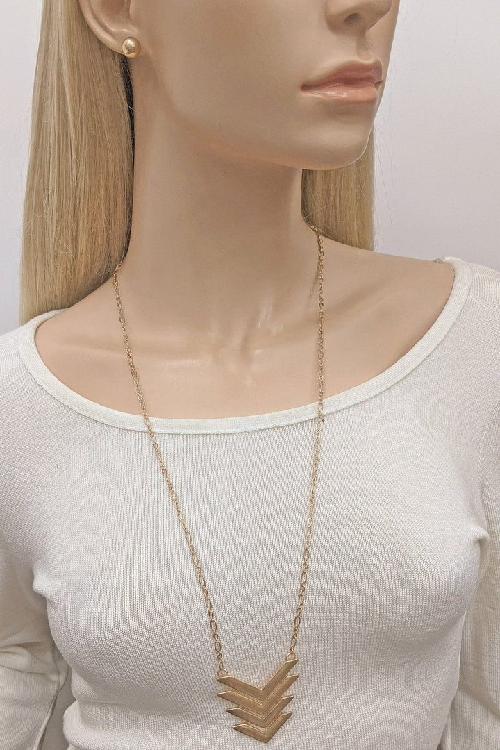 Long Adjustable Multi Arrow Triangle Necklace Set